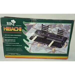 BBQ Hibachi Charcoal Grill Portable Tabletop Camping Picnic Stamped Steel NIB